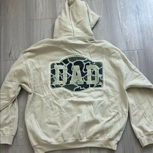 Beige Hoodie with Camo 'DAD' Graphic